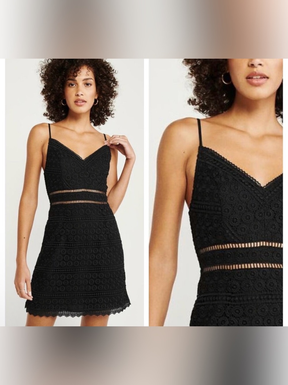 Abercrombie & Fitch Black Crochet Lace Cutout Mini Dress Sz MT